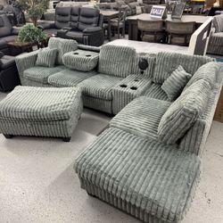 Furniture, sofa, sectional chair, recliner, couch, coffee, table, TV stand area, rug, carpet chair