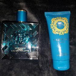 Versace Eros Eau De Toilette 3.4 Oz And Comfort After Shave Balm 2.5 Oz