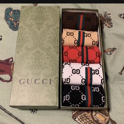 5 Pairs Of Classic Gucci Crew Socks Unisex