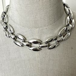 Silver  Tone Large Link Necklace 