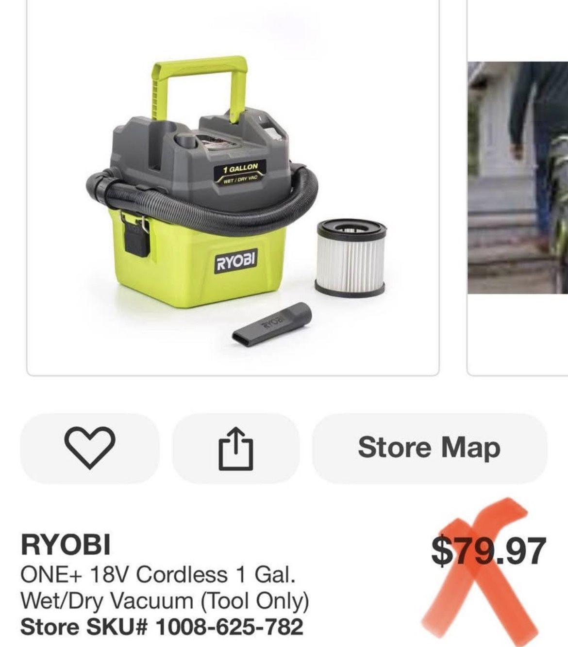 RYOBI ONE+ 18V Cordless 1 Gal. Wet/Dry Vacuum (Tool Only)