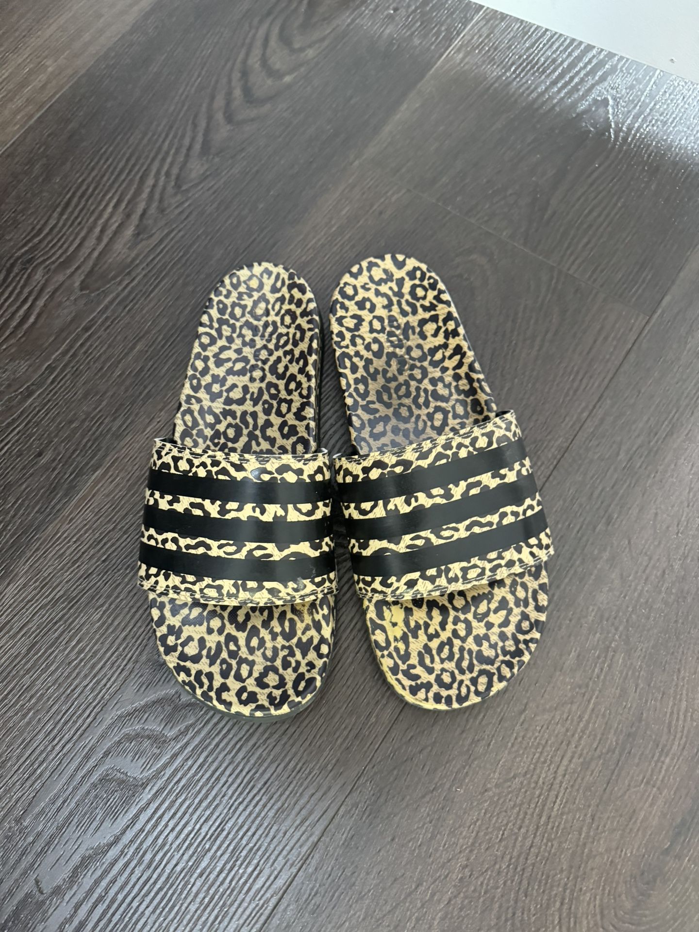 Cheetah Print Adidas slides