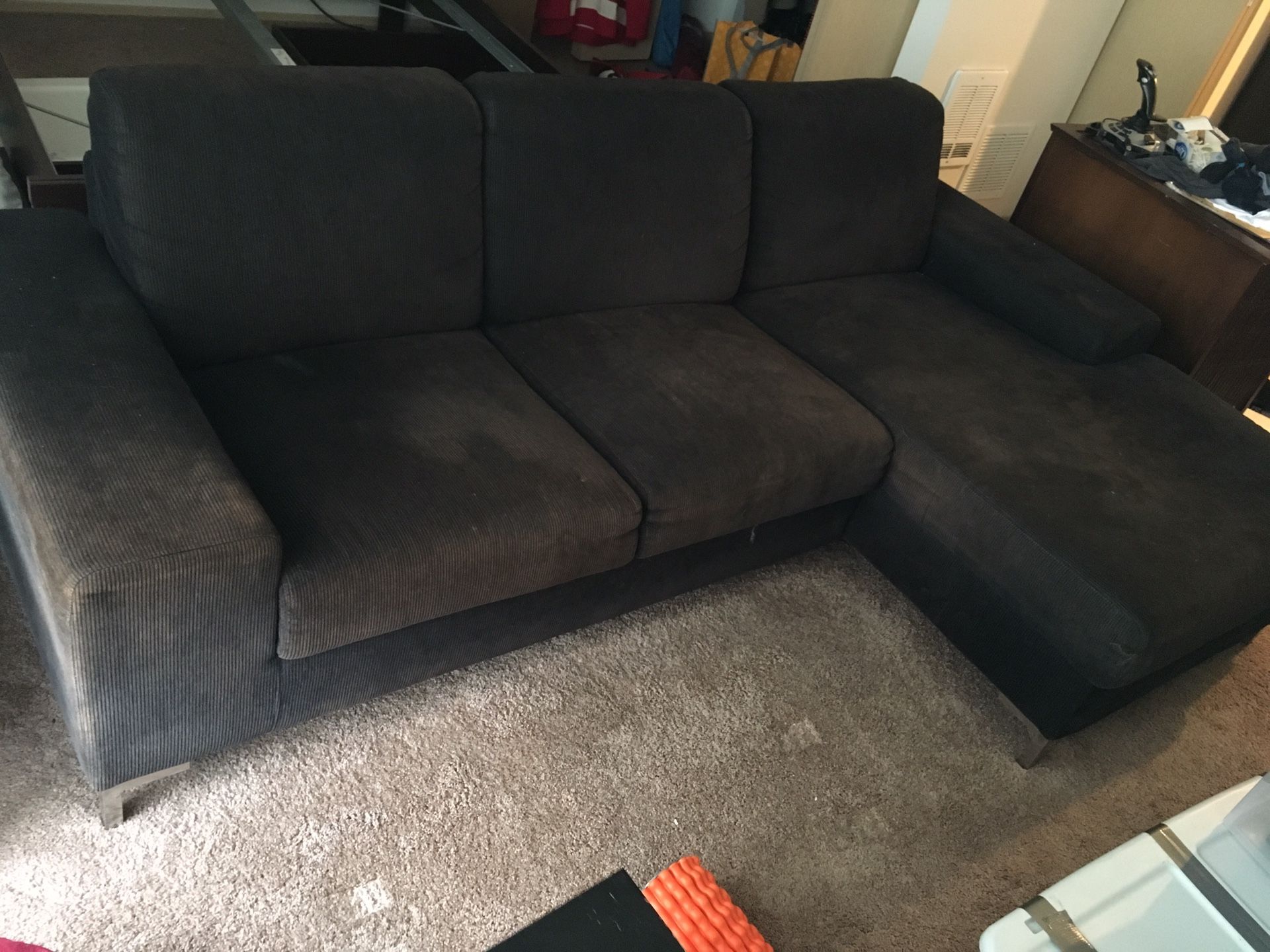 Black Corduroy Sectional Couch