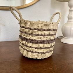 Small Woven Basket With Handles 