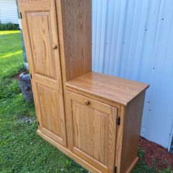 Solid Oak "L" Shaped Pantry Storage Cabinet 
Cabinet 