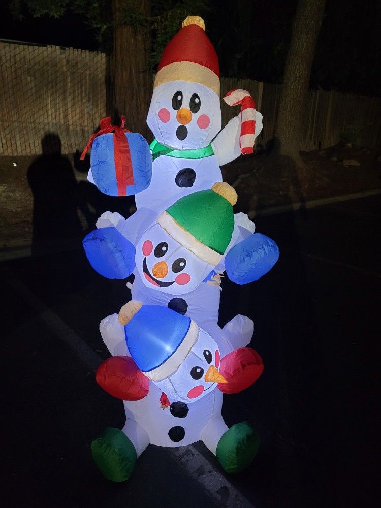 6 FT Christmas Inflatable Stacked Snowman with Build-in LEDs for Sale ...