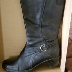 Clark's Knee High Black Leather Boots