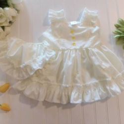 Vintage Thu Trang Girls Dress size 3 3T Pale Yellow Ruffle Tank Style Dress 