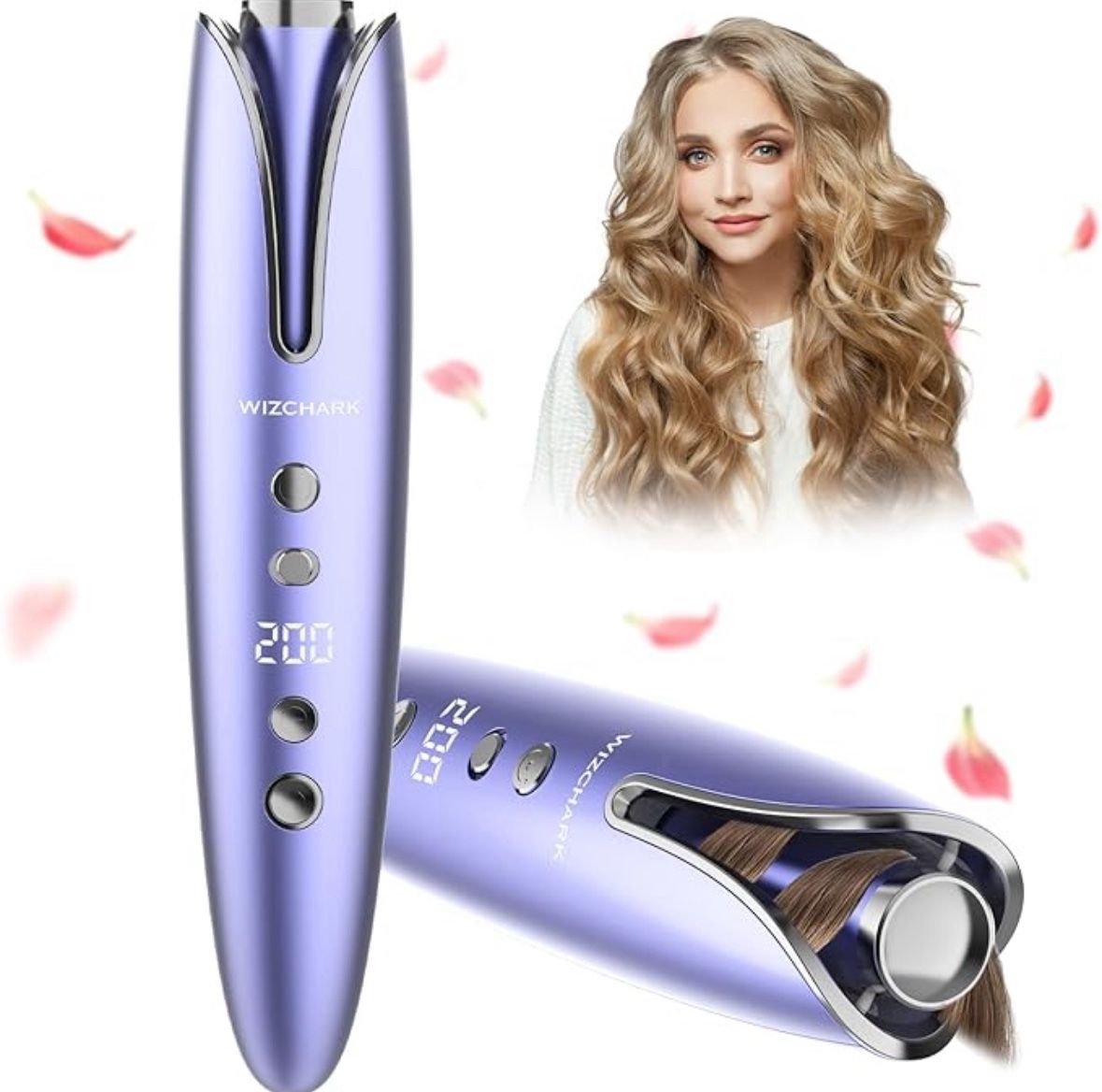 Wizchark Automatic Curling Iron – Cordless Rotating Hair Curlers – Ceramic 1 Inc