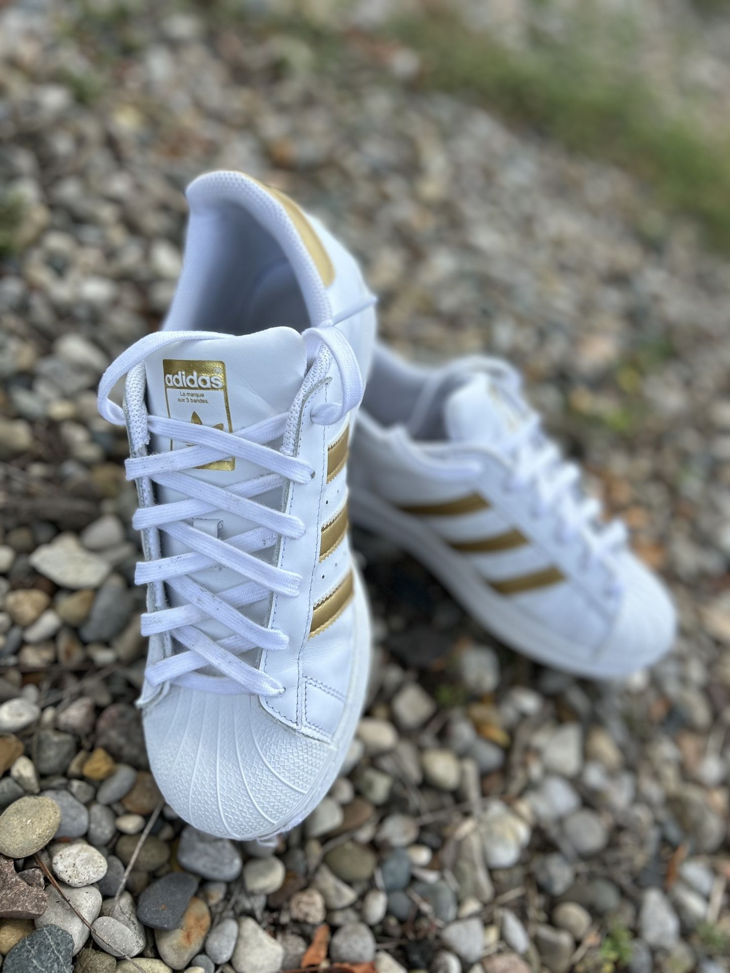 Adidas White And Gold Sneakers