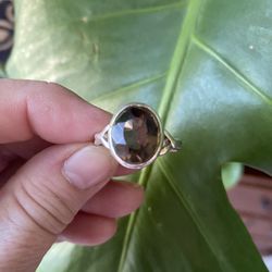 Sterling Silver Faceted Smokey Quartz Ring 
