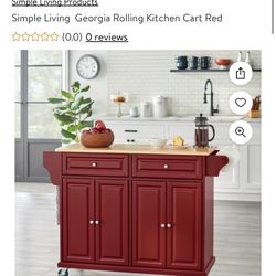 Georgia Kitchen Rolling Cart (Red Color)