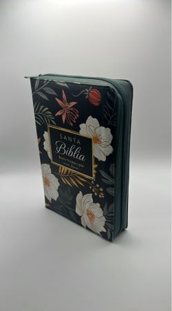 Biblia con Cierre Letra Gigante Manual 14 puntos RV1960, imit piel verde oscuro floral con índice y canto floral