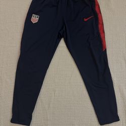 Nike Team USA Soccer Pants Jogger Warm Up Size L Blue Tapered Leg Check Sz Youth