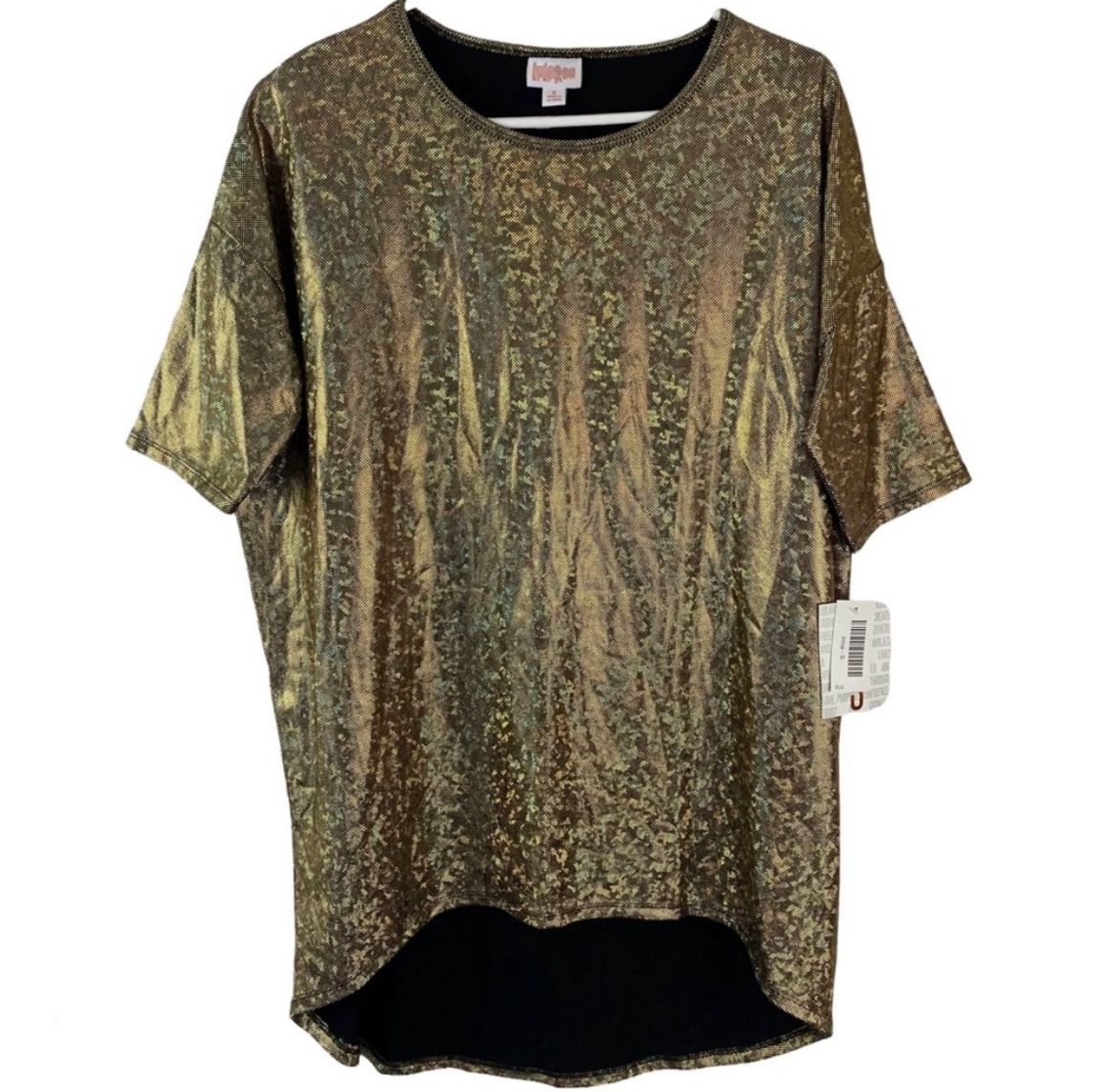 LuLaRoe Irma oversized metallic black/gold elegant collection women’s Size Small