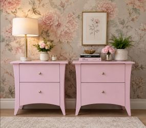 Beautiful Vintage Light Pink Nightstands