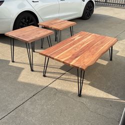 Coffee Table And 2 End Tables Live Edge