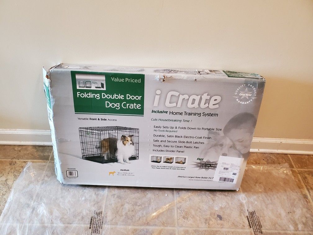 Brand New i Crate Double Door Dog Crate Medium Size