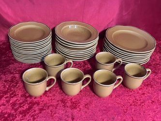 Sabatier Cannes 4385 Mustard Yellow Ceramic Dish Set Plates Bowls Mugs