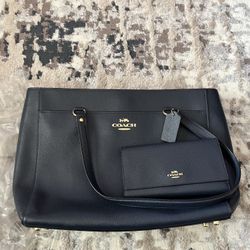 Coach Leather Tote Bag/Midnight Color 