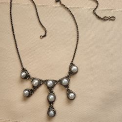 Suarti Bali Sterling 925 Silver Gray Pearl Dangle Necklace 18 in