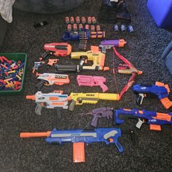 Lot Of Nerf Guns, Bullets, And Targets