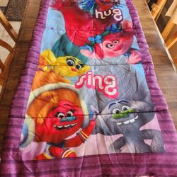 Pre-owned DreamWorks Trolls Childs / Kids Sleeping Bag - Clean And In Great Condition 