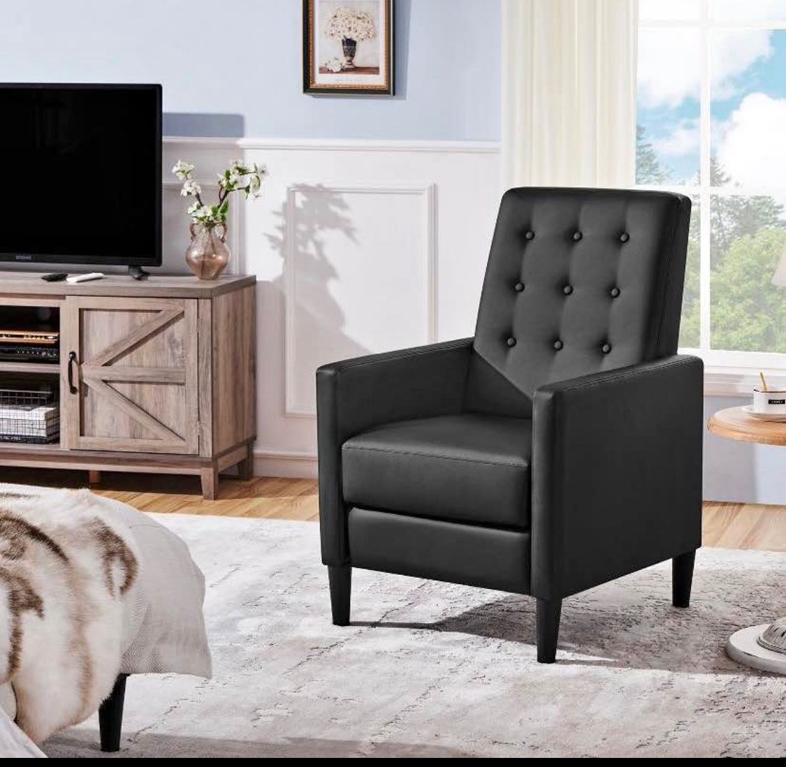 Black Tufted Recliner614028 ( Please Read Description)