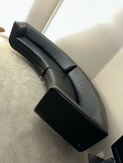 Black Leather Curved Sectional Sofa Custom