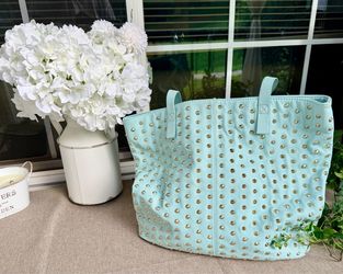 Steve Madden BDulcie Gold-Studded Mint Tote — Excellent Condition