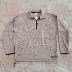 Victoria's Secret PINK Quarter Zip Black White Pullover Tunic Sweater Medium