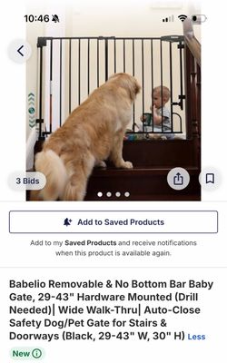 Babelio No Bottom Bar Baby Gate Black