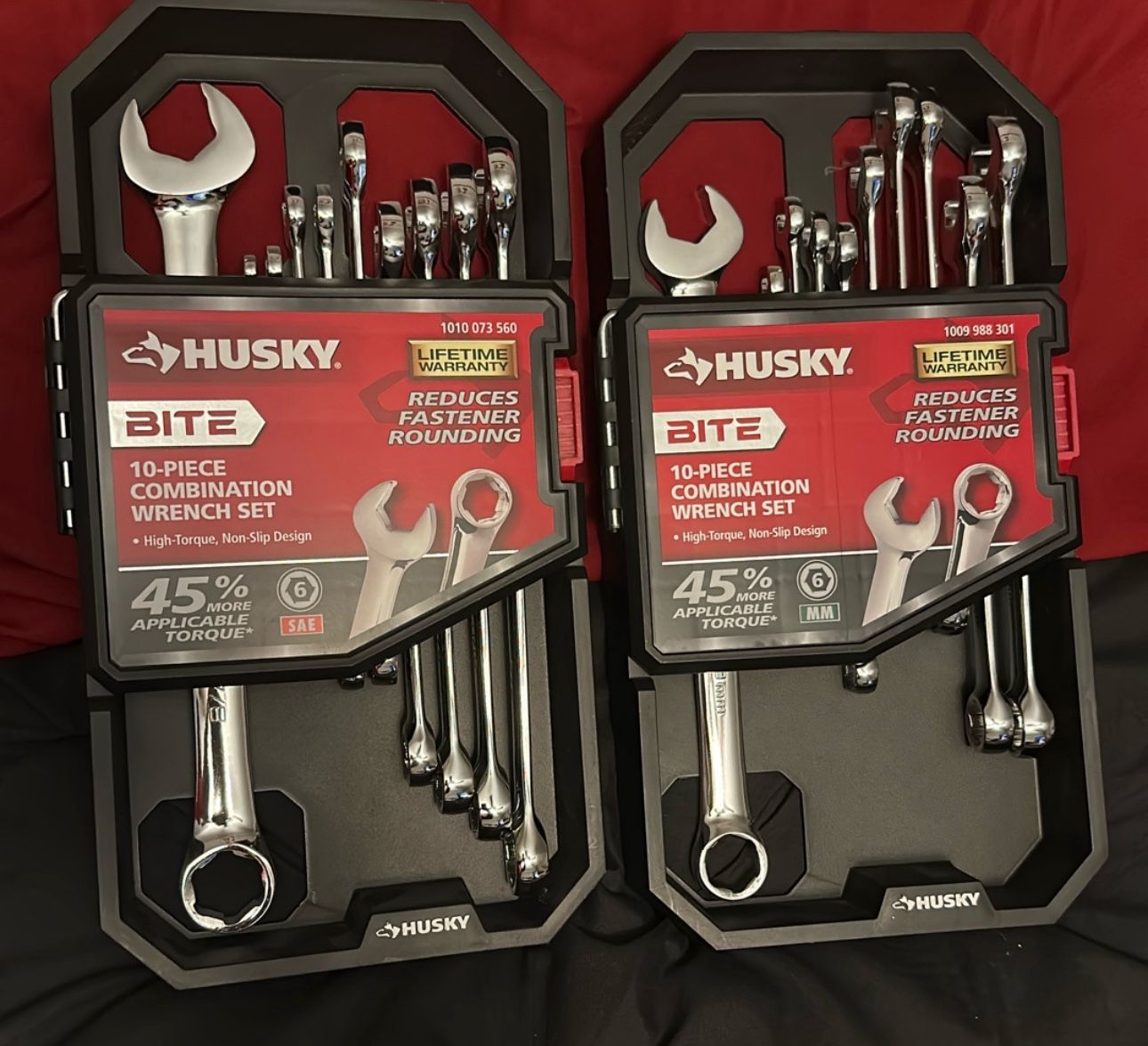 New SAE & MM Husky 10 Pc Combination Wrench Set