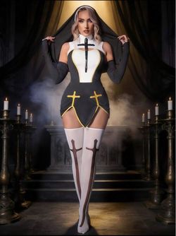 Large /xl Sexy Nun Halloween Costume Set