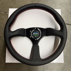 Spoon Sports JDM Style Universal 330mm Steering Wheel Real Leather 