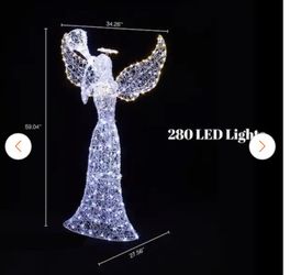 59 in. Angel Playing Trumpet Outdoor Christmas Decoration with Lights