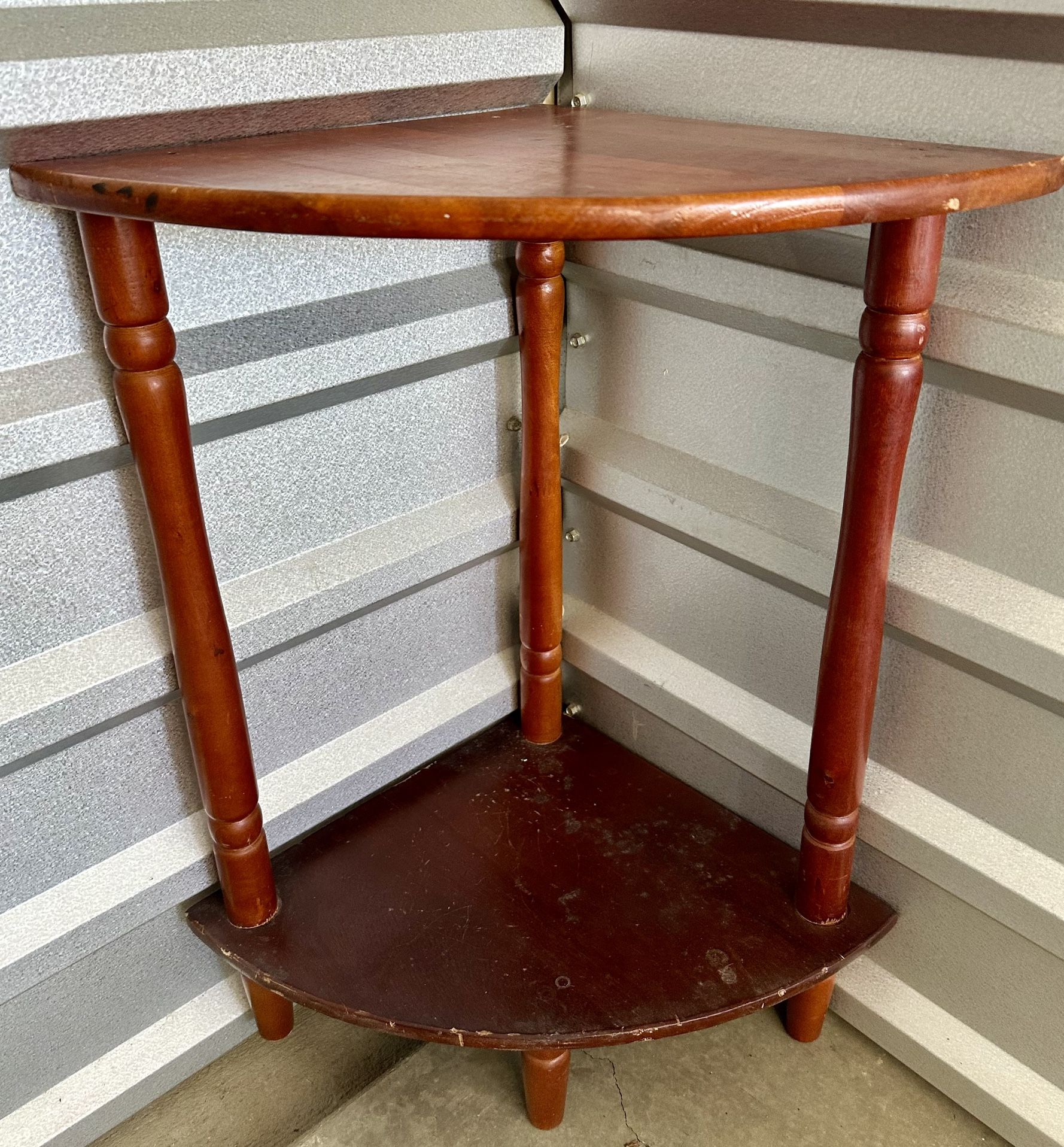 Compact Corner Table with Lower Shelf - Great for Small Spaces!