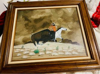 Native American buffalo hunt painting