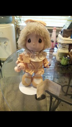 Vintage Large PRECIOUS MOMENTS Plush Doll with Stand and Original Tags!