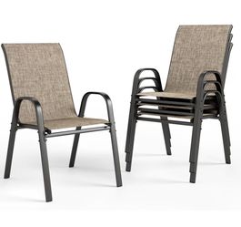 patio Dining Chair Set of 4, Textilene Mesh & Metal
Breathable fabric, fishtail support frame, rust resistant. All-weather black E-coated metal frame 