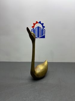 Vintage swan figurine / - / Vintage 8.75” Brass Swan Goose Figurine MCM Mid./SKU 70436