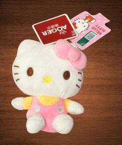 HELLO KITTY SANRIO AOGER PINK/YELLOW SMALL STUFFED DOLL 4”