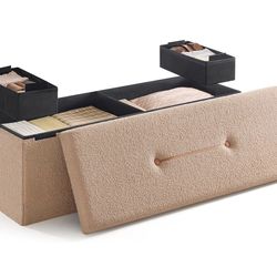 SONGMICS Storage Ottoman Bench, Storage Chest, 15 x 43 x 15 Inches, Foot Rest Stool, End of Bed Bench, Load up to 660 lb, for Living Room, Bedroom, En