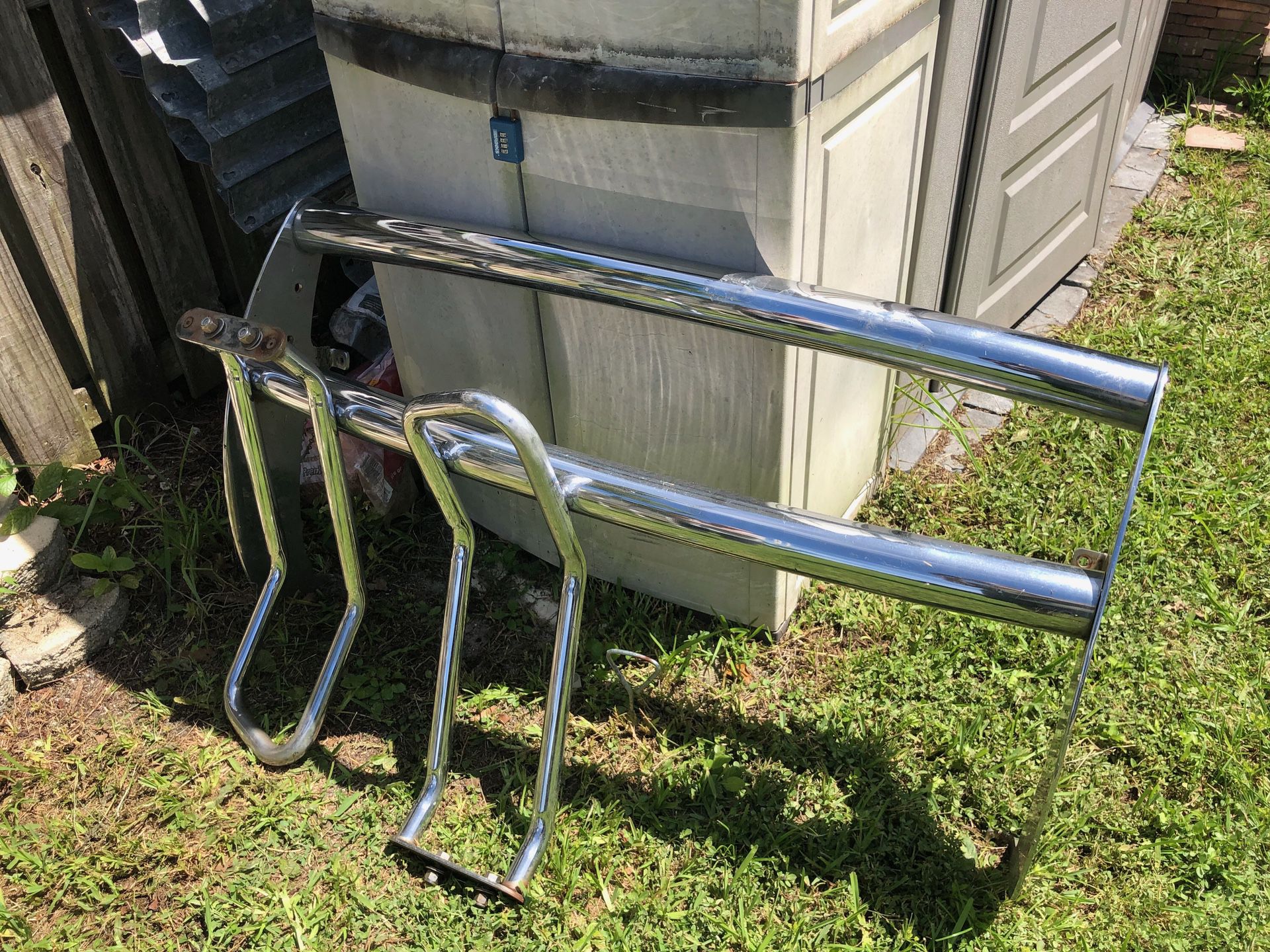 Chrome plated push bar for pick up truck 