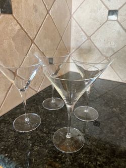 Set of 4 crystal Luigi Bormioli martini glasses