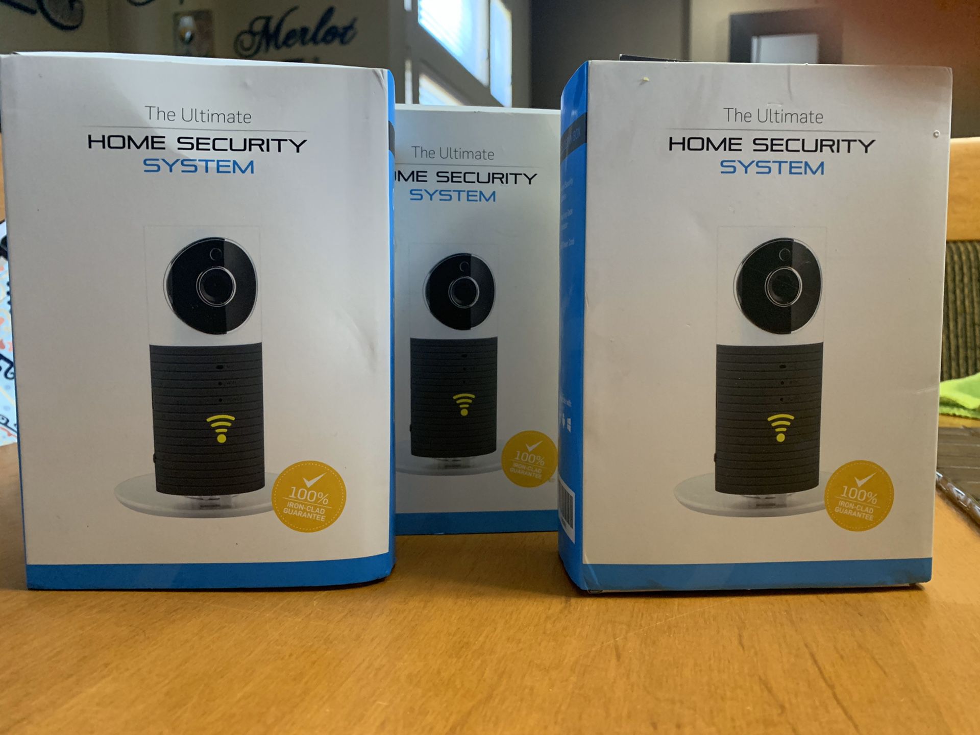 Set of three home security cameras