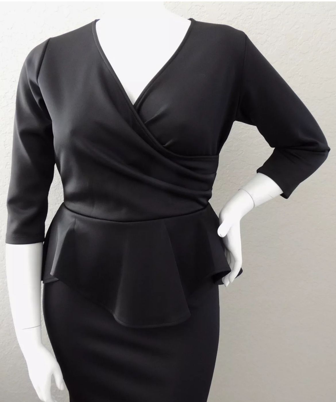 Sexy Diva Fit & Flare Peplum Mermaid Maxi Dress Black Plus 1XL