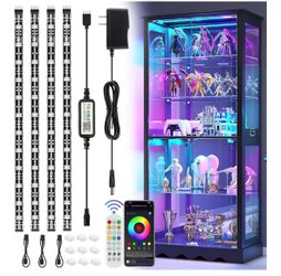 LED Strip Lights 4 Pcs 1.64FT RGB Small LED Light Strips Kit Dimmable RGB 5050 Color Changing Tape Lights TV Backlight Display Case Lights Shelves Lig