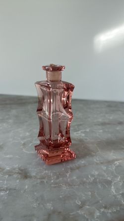 vintage 1930s Czechoslovakian Art Deco rosaline pink glass perfume bottle base