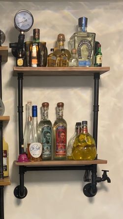 Industrial pipe wine or bottle rack shelve